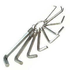 10 PIECE HEX CHROME KEY RING SET