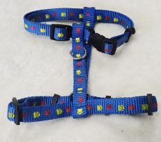 Medium Blue Harness w Printed Paws