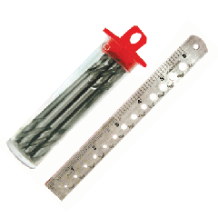 1/8" DOUBLE END HIGH SPEED STEEL STUBBY DRILL BIT SET W/DRILL GAUGE