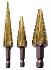 3 PIECE HIGH SPEED STEEL STEP DRILL BIT SET